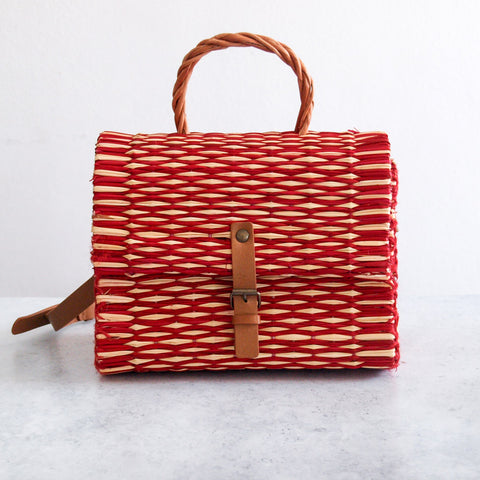 Cesta portuguesa tradicional con correa - Roja pequeña