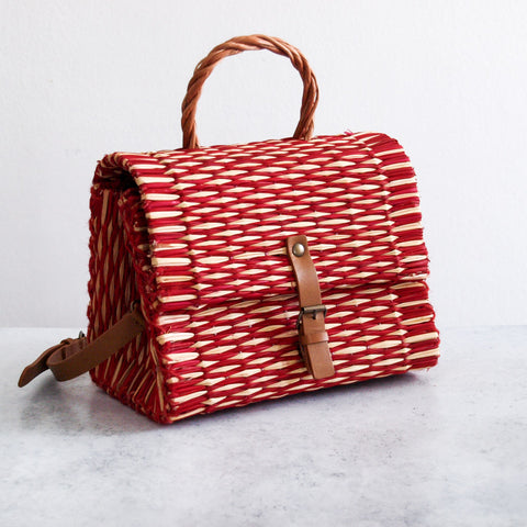 Cesta portuguesa tradicional con correa - Roja pequeña